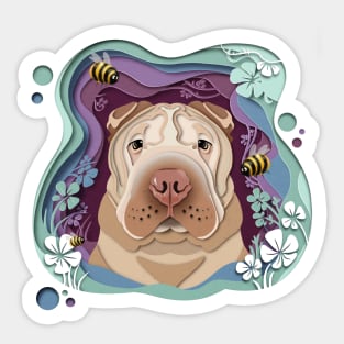 Shar Pei in the woods Sticker